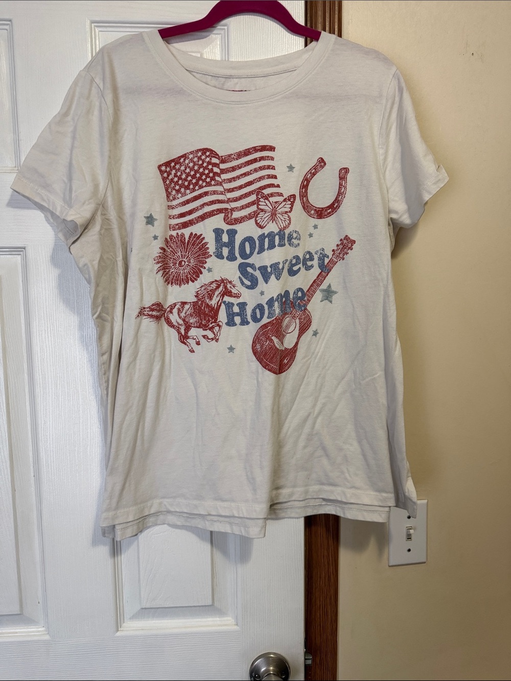 Maurices White Graphic Tee with Pink Accent